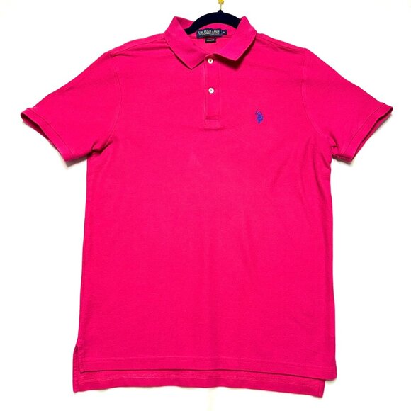 U.S. Polo Assn. Mens Pink Performance Pique Polo Shirt Size M Cotton Blend - Picture 3 of 8
